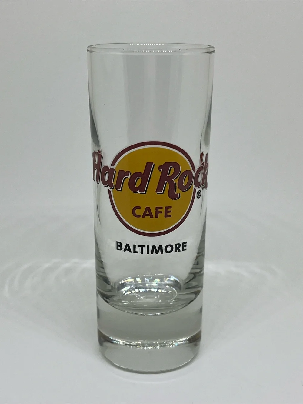 Hard Rock Cafe Yellow Logo Baltimore Slim Double Shot Glass